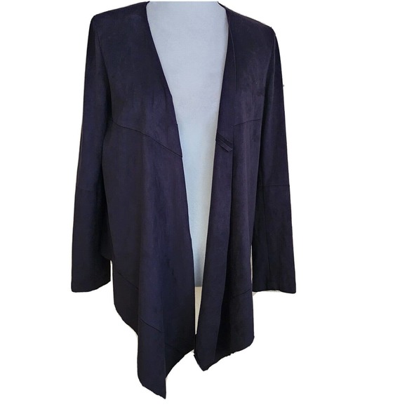 Zara Jackets & Blazers - Zara Basic black Drape Long Sleeve faux leather Suede Jacket Size Small soft